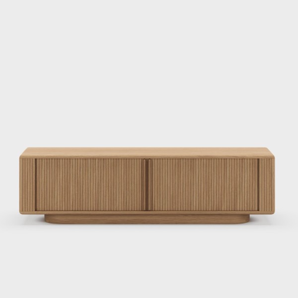 Design tv-meubel van eikenhout met schuifdeuren 200 cm - Kael