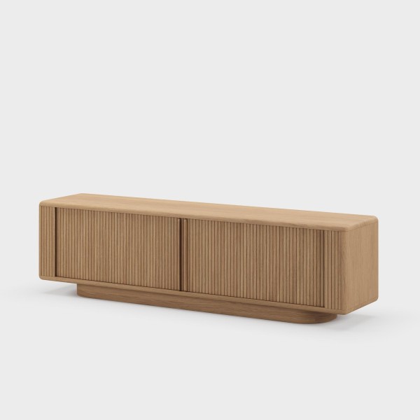 Design tv-meubel van eikenhout met schuifdeuren 200 cm - Kael