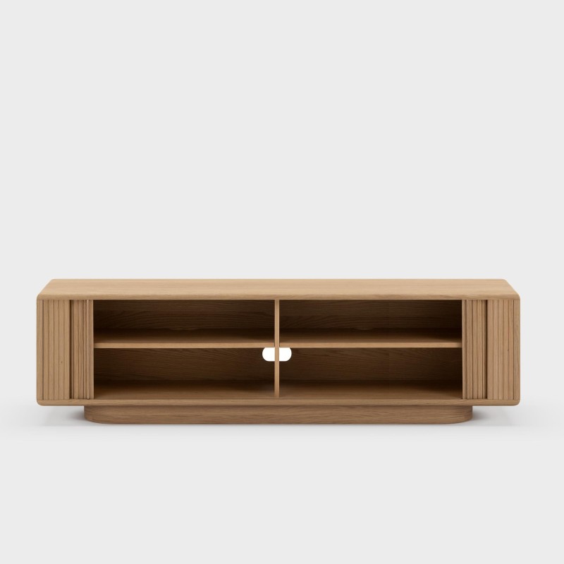Design tv-meubel van eikenhout met schuifdeuren 200 cm - Kael