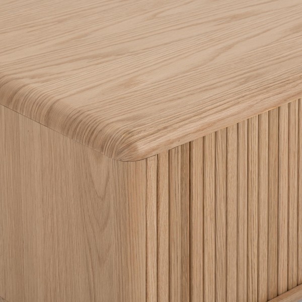 Vierkante salontafel van natuurlijk eikenhout met schuifdeuren - Kael