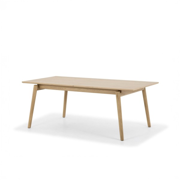 Eettafel van eikenhout 200 x 100 cm met verlengblad van 60 cm - Elin