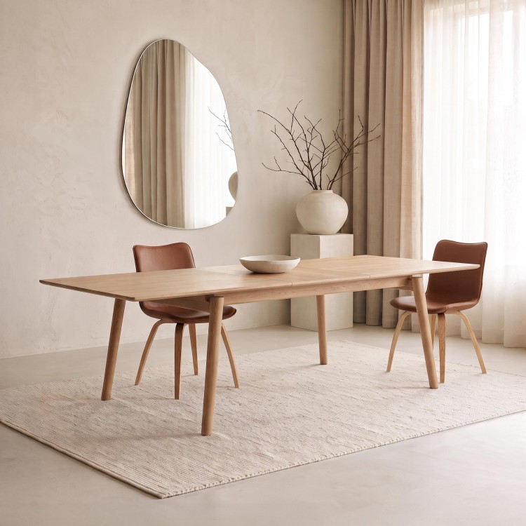 Eettafel van eikenhout 200 x 100 cm met verlengblad van 60 cm - Elin