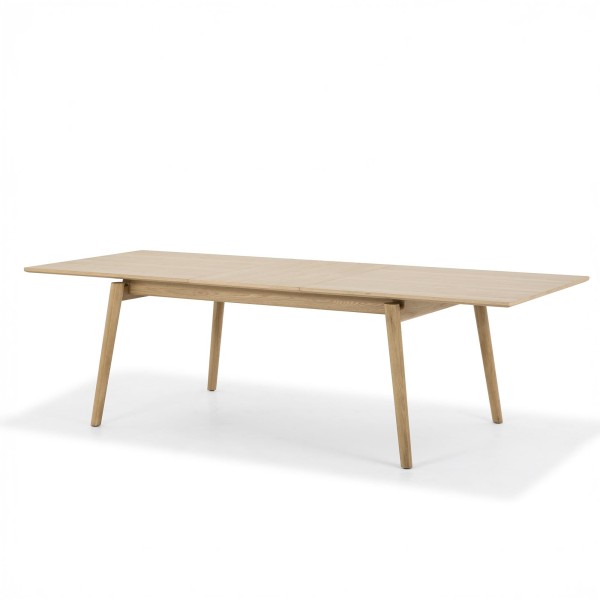 Eettafel van eikenhout 200 x 100 cm met verlengblad van 60 cm - Elin