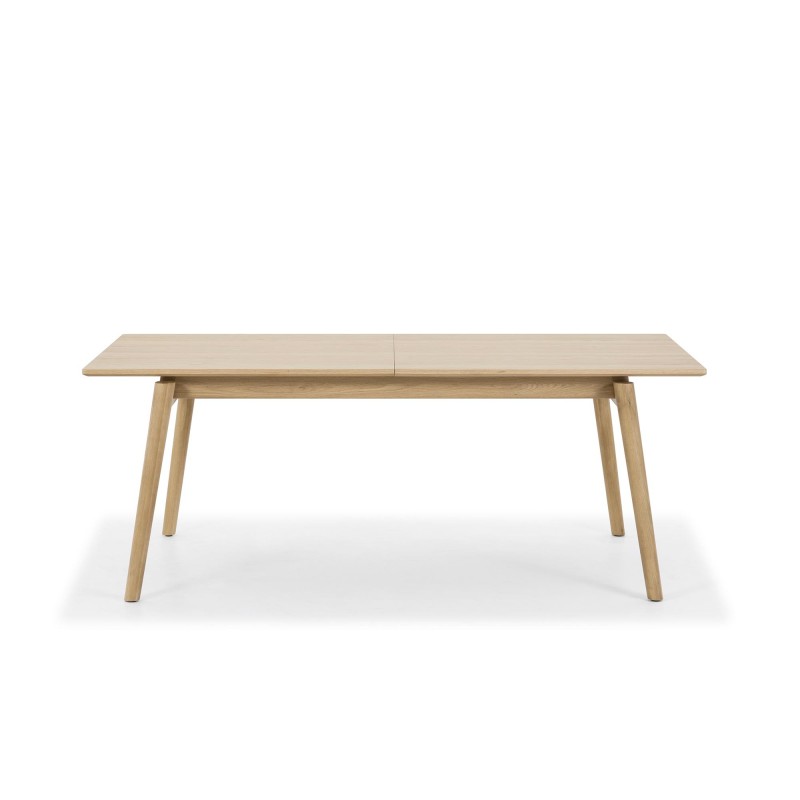 Eettafel van eikenhout 200 x 100 cm met verlengblad van 60 cm - Elin