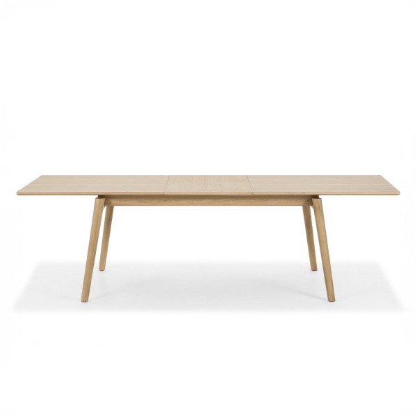 Eettafel van eikenhout 200 x 100 cm met verlengblad van 60 cm - Elin