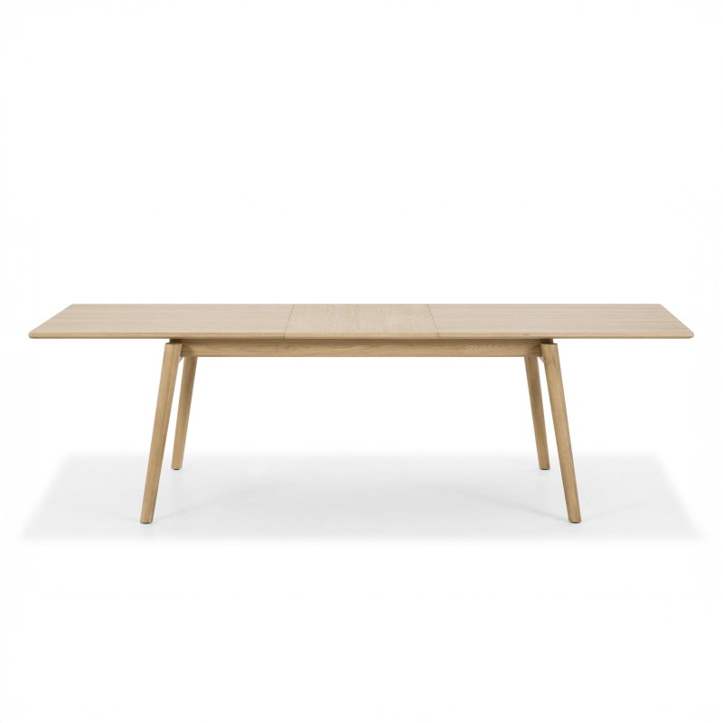 Eettafel van eikenhout 200 x 100 cm met verlengblad van 60 cm - Elin