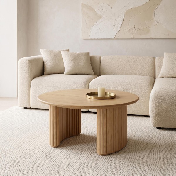 Ronde salontafel van eikenhout - Noji