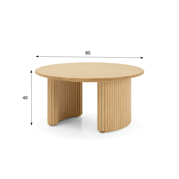 Ronde salontafel van eikenhout - Noji