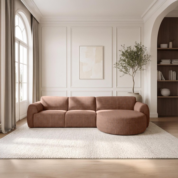 Hoekzetel 5-zits in stof met chaise longue rechts - Viana