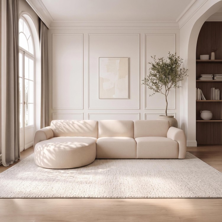 Hoekbank 5-zits in stof met chaise longue links - Viana
