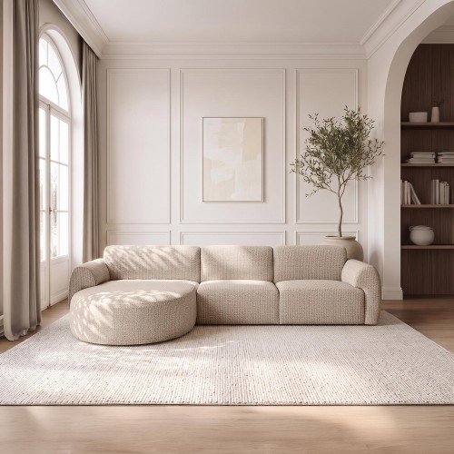 Hoekbank 5-zits in stof met chaise longue links - Viana