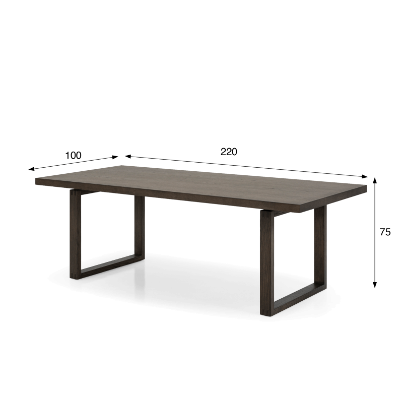 Eettafel van donker eikenhout 220 cm - Oria