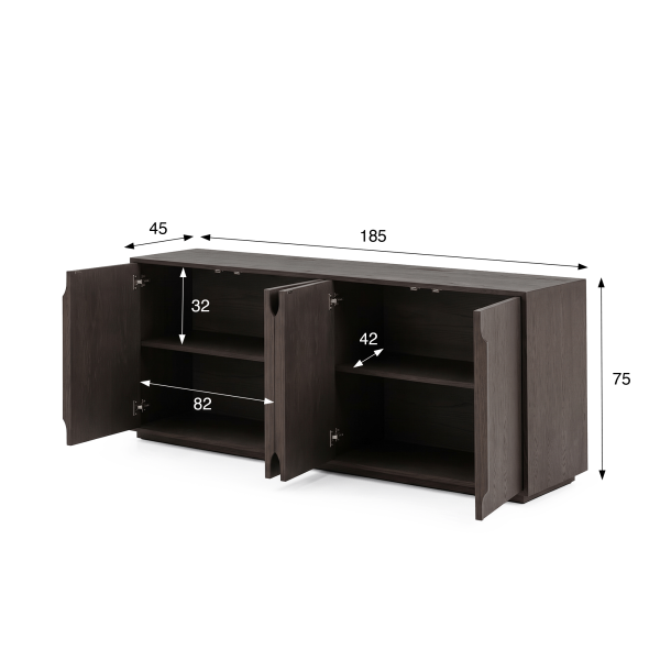 Dressoir van donker eikenhout 185 cm - Oria