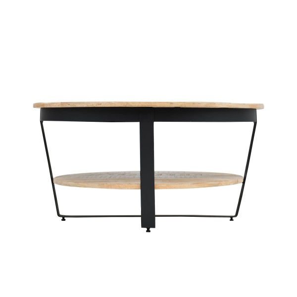 Ronde salontafel in hout en metaal in industriële stijl - Hadley