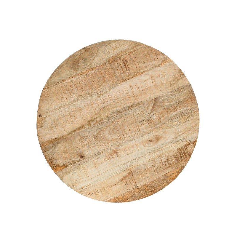 Ronde salontafel in massief hout en zwart metaal - Orson