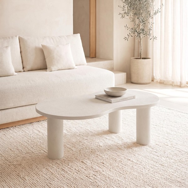 Witte design salontafel in composietmarmer - Arco
