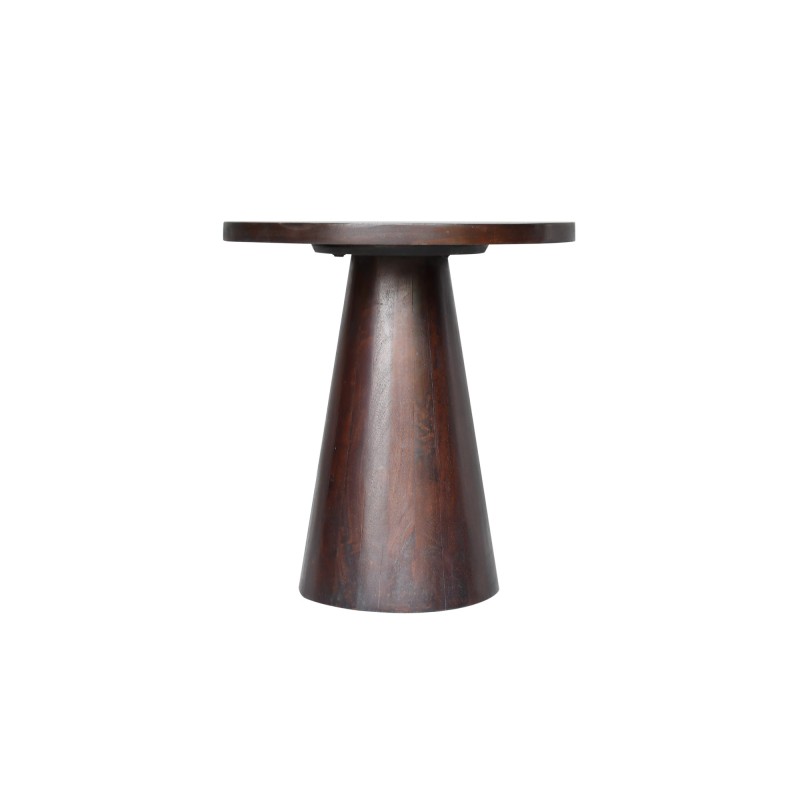 Ronde bijzettafel in donkerbruin massief hout - Alrik