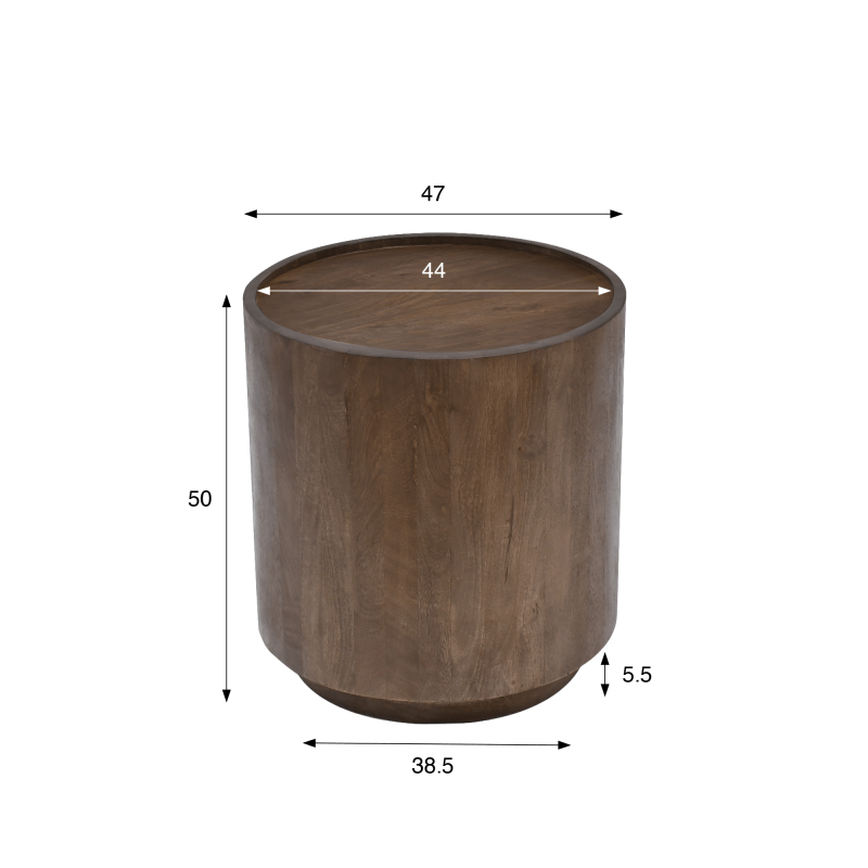 Ronde bijzettafel in donkerbruin massief hout - Toril