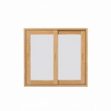 Badkamerkast 80 cm in massief hout met spiegel en schuifdeuren