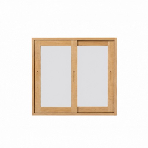 Badkamerkast 80 cm in massief hout met spiegel en schuifdeuren