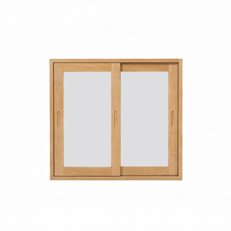 Badkamerkast 80 cm in massief hout met spiegel en schuifdeuren