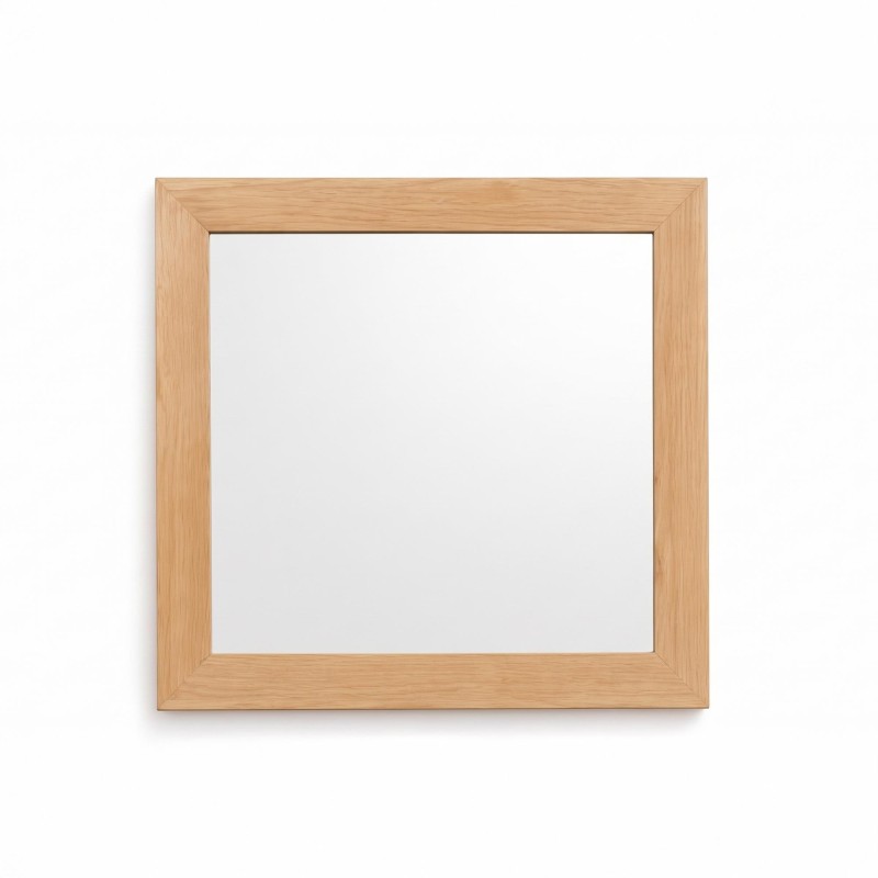 Vierkante badkamerspiegel voor wandmontage in massief mindihout