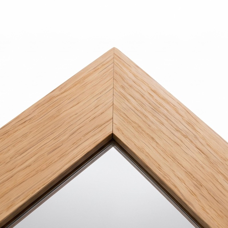 Vierkante badkamerspiegel voor wandmontage in massief mindihout