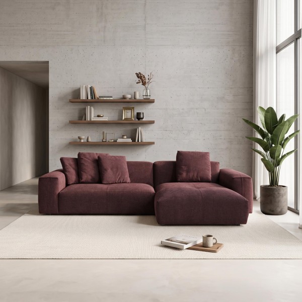 Hoekzetel 5-zits in stof met chaise longue rechts - Olya