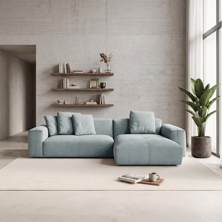 Hoekzetel 5-zits in stof met chaise longue rechts - Olya