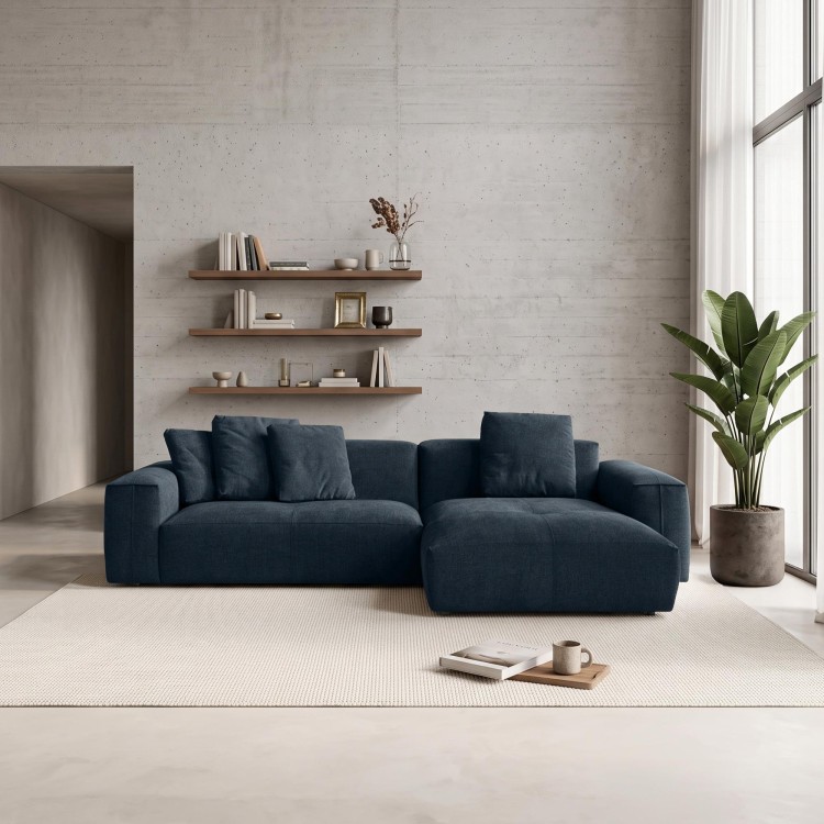 Hoekzetel 5-zits in stof met chaise longue rechts - Olya
