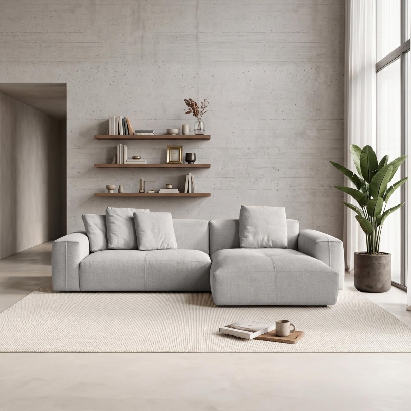 Hoekzetel 5-zits in stof met chaise longue rechts - Olya
