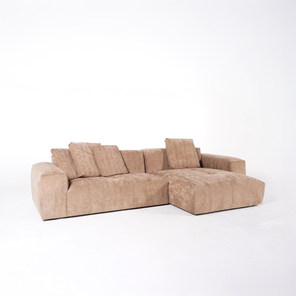 Hoekzetel 5-zits in stof met chaise longue rechts - Olya