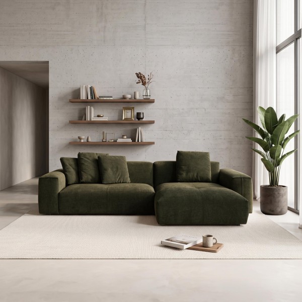 Hoekzetel 5-zits in stof met chaise longue rechts - Olya
