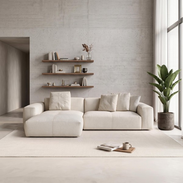 Hoekzetel 5-zits in stof met chaise longue links - Olya