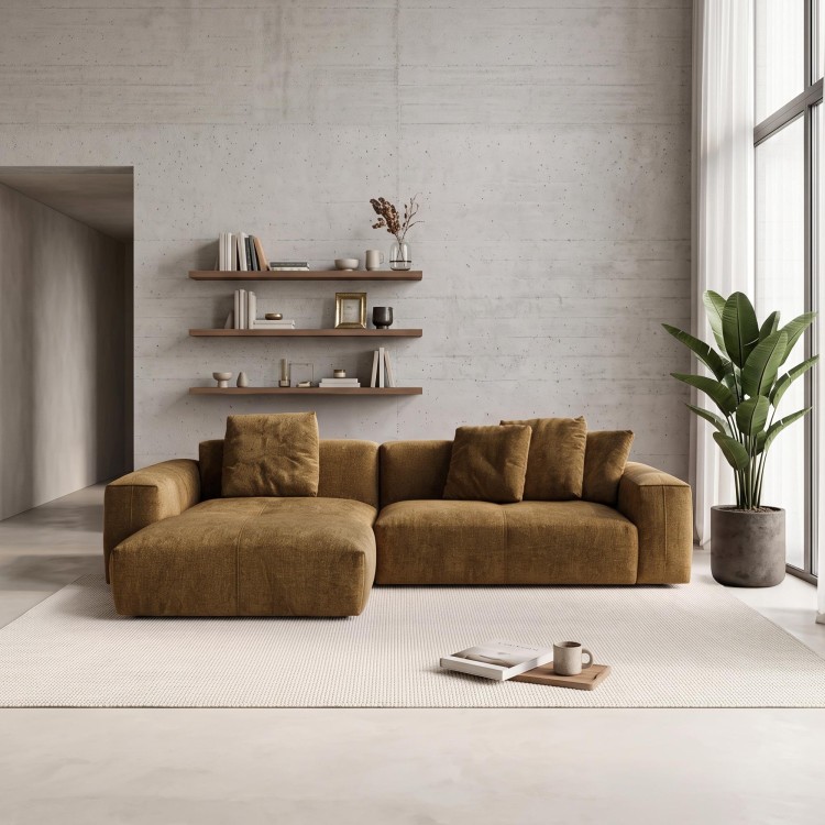 Hoekzetel 5-zits in stof met chaise longue links - Olya