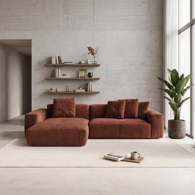 Hoekzetel 5-zits in stof met chaise longue links - Olya