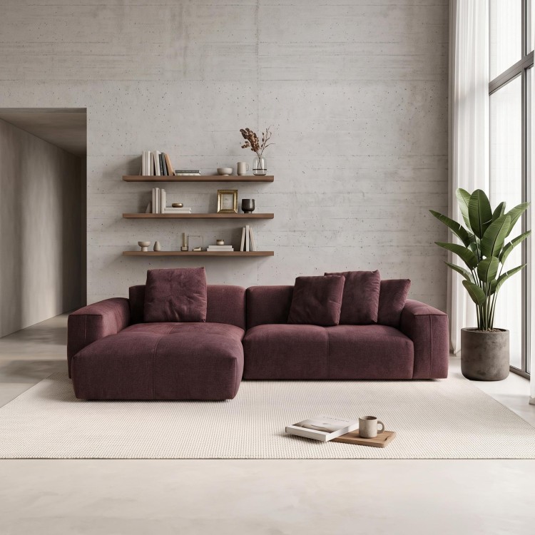 Hoekzetel 5-zits in stof met chaise longue links - Olya