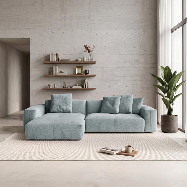 Hoekzetel 5-zits in stof met chaise longue links - Olya