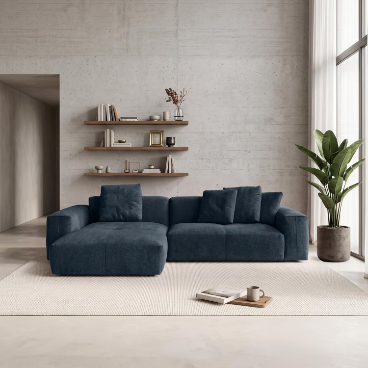 Hoekzetel 5-zits in stof met chaise longue links - Olya