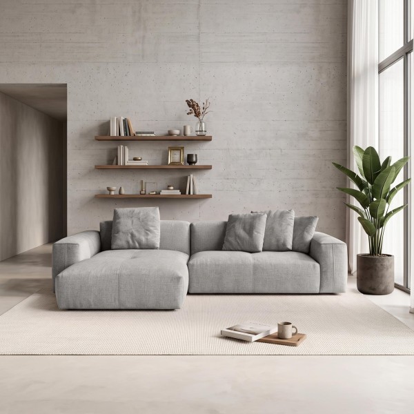 Hoekzetel 5-zits in stof met chaise longue links - Olya