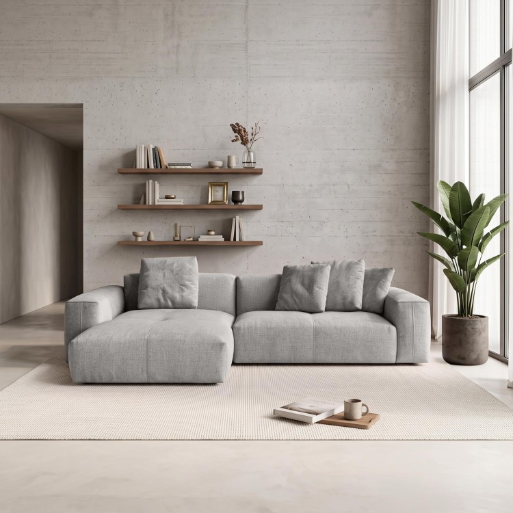 Hoekzetel 5-zits in stof met chaise longue links - Olya