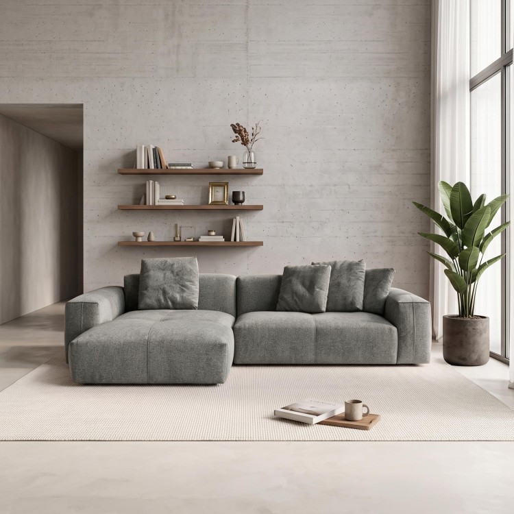 Hoekzetel 5-zits in stof met chaise longue links - Olya