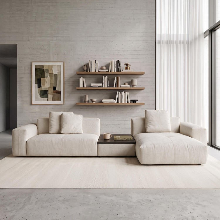 Hoekbank 5-zits met chaise longue rechts en geïntegreerde salontafel - Olya
