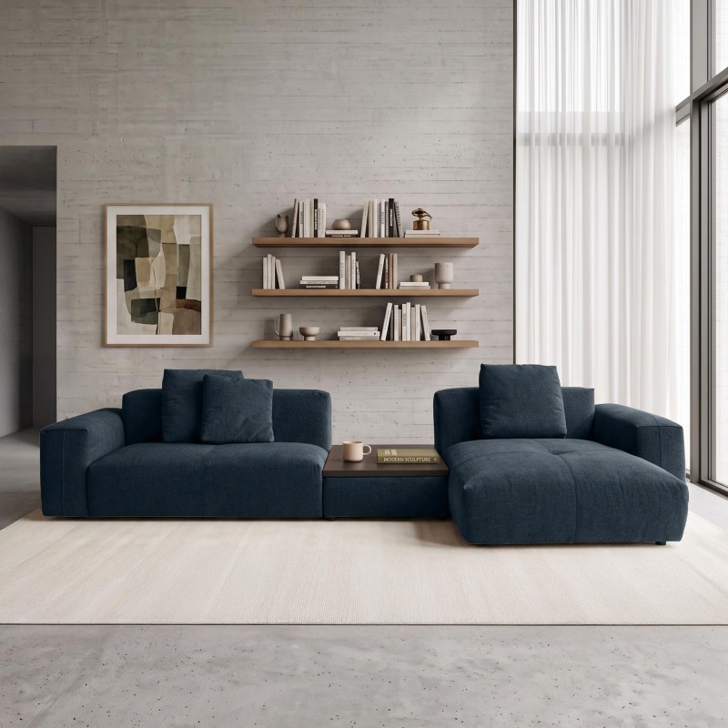 Hoekbank 5-zits met chaise longue rechts en geïntegreerde salontafel - Olya