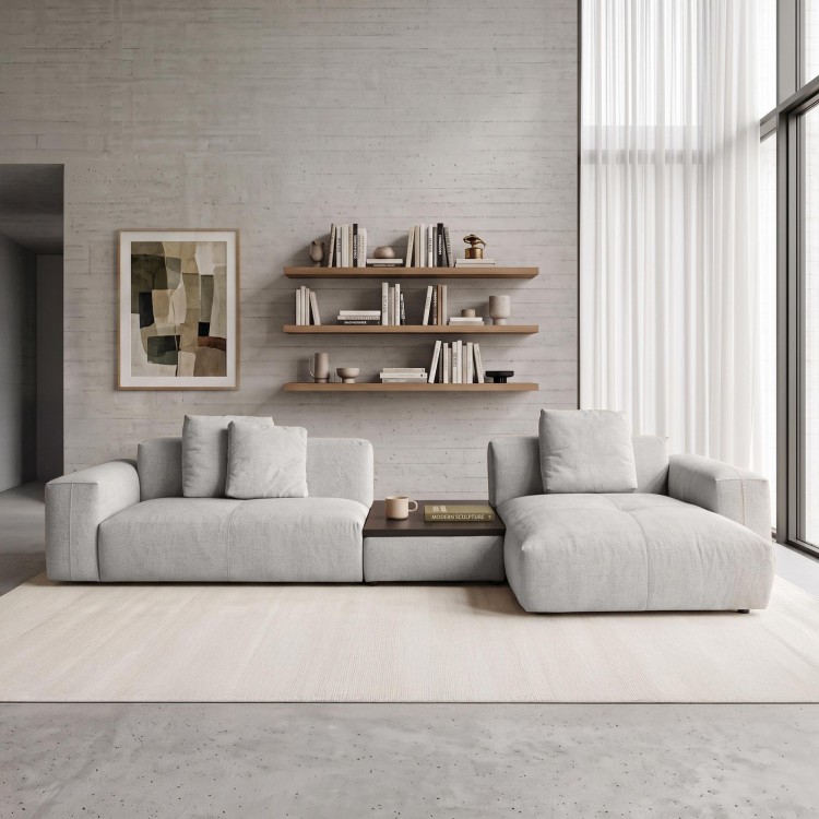 Hoekbank 5-zits met chaise longue rechts en geïntegreerde salontafel - Olya