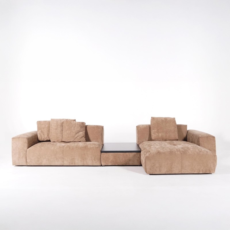 Hoekbank 5-zits met chaise longue rechts en geïntegreerde salontafel - Olya