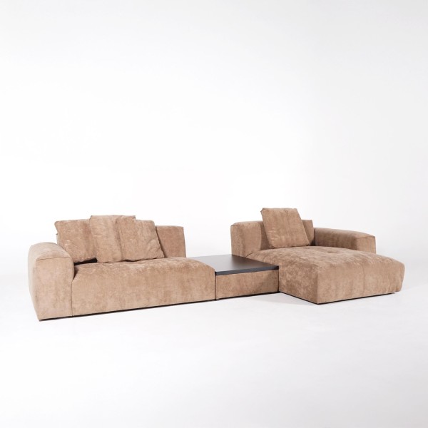 Hoekbank 5-zits met chaise longue rechts en geïntegreerde salontafel - Olya
