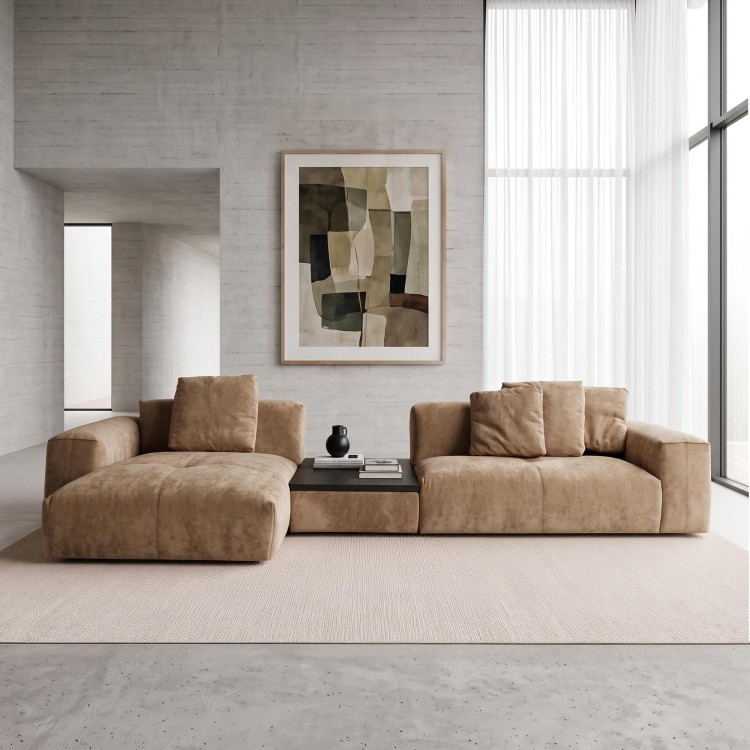 Hoekzetel 5-zits met chaise longue links en geïntegreerde salontafel - Olya