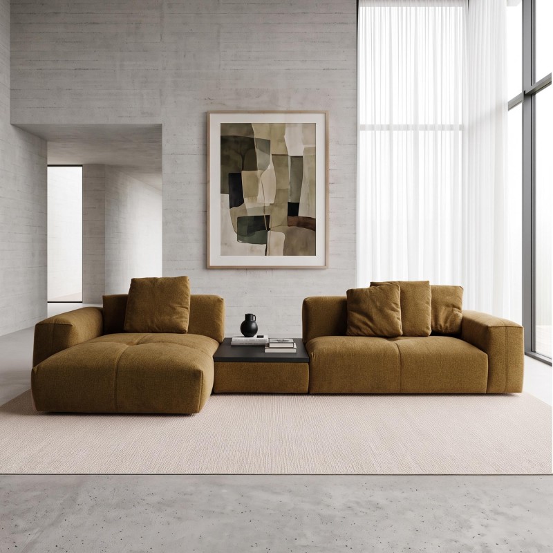 Hoekzetel 5-zits met chaise longue links en geïntegreerde salontafel - Olya