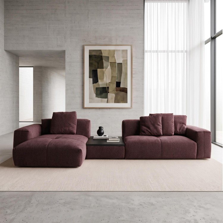 Hoekzetel 5-zits met chaise longue links en geïntegreerde salontafel - Olya
